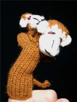 Childrens Toyshop  Toys : Finger Puppet Educational Toy Hand Knit Soft Wool FP_MONKEYWBABY