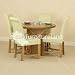 Solid Oak Round Dining Table with Cube Base + 4 Braced Cream Leather Chairs