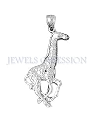 Rhodium-Plated 925 Sterling Silver Giraffe Pendant