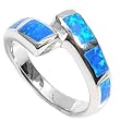 Sterling Silver Ring with Blue Lab Created Opal - 12 x 3 mm (Sizes 7,8) Sterling Silver Ring with Blue Lab Created Opal - 12 x 3 mm (Sizes 7,8)