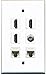 RiteAV - 3 HDMI 1 Port Coax Cable TV- F-Type 2 Port Cat5e Ethernet White Wall Plate