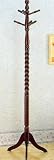 Twist Style Cherry Finish Wood Coat Rack Stand