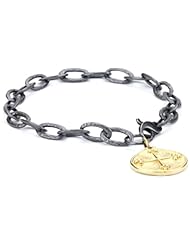 Erica Molinari "Renaissance" Sterling Silver Link Bracelet with 14k Christian Cross with Star Charm Bracelet
