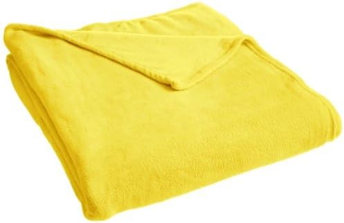 Coral Plush Blanket Fleece Throw: Soft, 50" x 60", Bright Collection, Non Piling (Yellow)