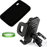 Smart Phone Rotatable Car Window Vent Mount Accessories Kit: Black Compatible with Motorola Atrix 4G Android Phone + an Atrix Black Silicone Skin + a Live * Laugh * Love VG Wristband!!