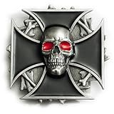 SKULL MALTESE CROSS Belt Buckle Biker Tattoo Hot Rod