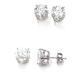 Beautiful! 14k White-gold Pair 05.00MM =(1CTTW) Round Moissanite Stud Earrings