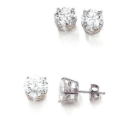 Beautiful! 14k White-gold Pair 05.00MM =(1CTTW) Round Moissanite Stud Earrings