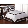 White and Chocolate Hotel Duvet Comforter Cover 6 piece Bedding Set - Queen Size