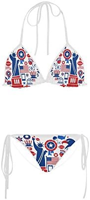TBeautty Custom Women America Love Heart Shape With Many Symbols Sexy Two Piece Bathing Suit Bikini Swimsuit