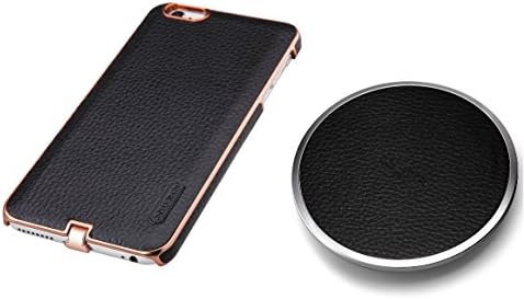iPhone 6 / 6s Plus, Wireless Charging Case &amp; Charging Pad Bundle, Super Elegant Qi Charging Pad and Wireless Charging Case, Executive Leather Series by Pantheon (Black + Black)