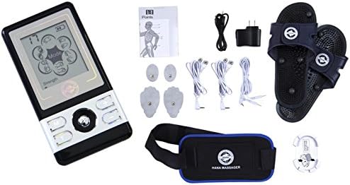 OTC FDA Cleared TENS &amp; Electronic Muscle Stimulator (Black) + BONUS MASSAGE SLIPPERS &amp; ABDOMINAL BELT used for Back Pain, Muscle Tension, Stiffness, Arthritis, Fibromyalgia, and Blood Circulation