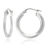 Sterling Silver Tarnish-Free 1.5mm x 20mm Knife-Edge Hoop Earrings