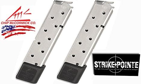 CHIP McCormick Custom 2 PACK POWERMAG 10 for the 1911 45acp "Authentic" Stainless Steel USA (Includes Strike Pointe 2nd Amend sticker)
