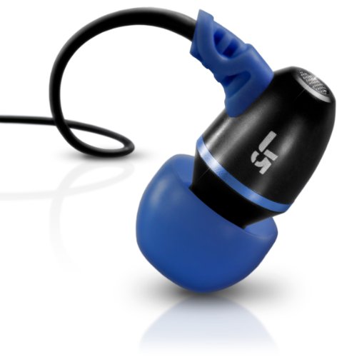 JBuds J5 Earbuds-Style Metal Headphones for iPod, iPad, Tablet, Kindle (Black / Electric Blue)