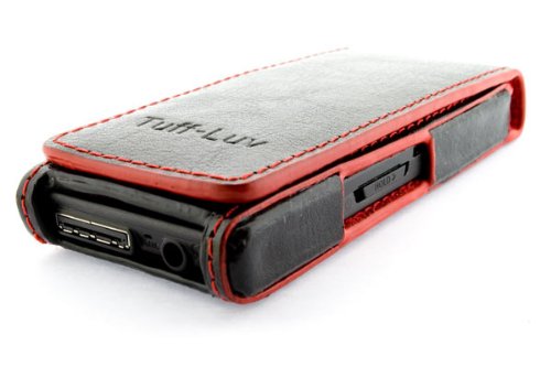 Tuff Luv Racing leather Flip case cover (Black/Red) - Samsung YP-T10