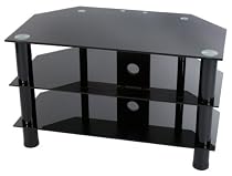 Levv - Glass Stand For Plasma & LCD TV Up To 37-Inch Or 40kg - Black Glass With Black Legs