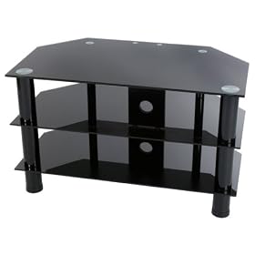 Levv - Glass Stand For Plasma & LCD TV Up To 32" Or 40kg - Black Glass With Black Legs