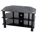 Levv Glass Stand For Plasma & LCD TV Up to 37-inch or 40kg - Black Glass with Black Legs