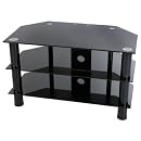Levv - Glass Stand For Plasma & LCD TV Up To 37-Inch Or 40kg - Black Glass With Black Legs