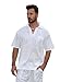 Cotton Natural Kauai Bead Drawstring Short Sleeve Shirt (X-large, White)