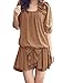 Allegra K Lady Half Sleeve Bowknot Decor Elastic Waist Ruffled Embellished Dress