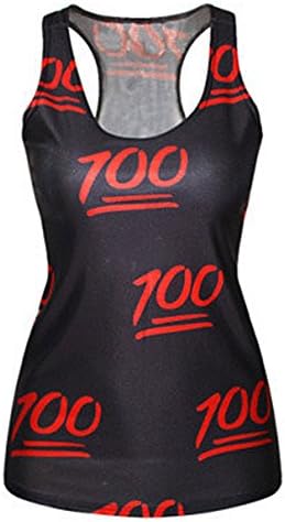 Women Emoji Version Emoticons Printed 100 Scrores Black Small Size Tank Top