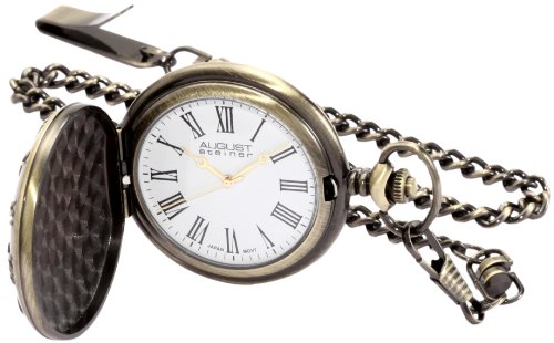 August Steiner Men's CN003G-AS Round Walking Liberty Half Dollar Antique Gold Collectors Pocket  Watch