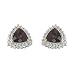 14K Yellow Gold 1/4 ct. Diamond and 6 x 6 MM Trillion Cut Garnet Earrings