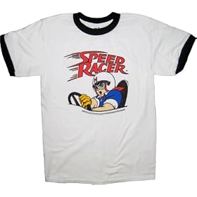 Speed Racer White T-Shirt Tee with Ringers