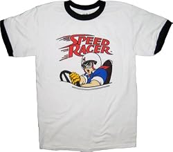 Speed Racer White T-Shirt Tee with Ringers