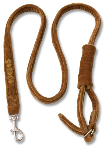 Luxury Velvet Leash Brown with Paw Prints