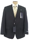 Nautica Mens Single Breasted 2 Button Black Pinstripe Wool Suit - Size 42S