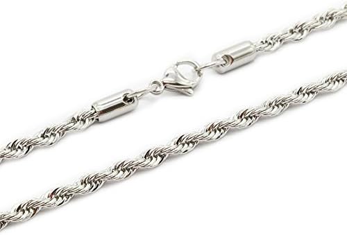 Men's Jewelry 3mm Stainless Steel Rope Chain Link Necklace 24inch