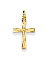 14k Yellow Gold Solid Latin Cross Charm