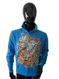 Ed Hardy by Christian Audigier Mens Flaming Tiger Embroidered Jacket Sweater