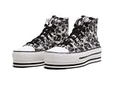 Reneeze 202-3 Women's Super Platform High-Top Fashion Sneakers - Black Grey White