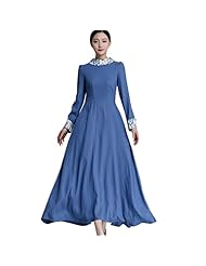 Cotton/Linen Cocktail Full Length Long Sleeves Floral Print Vintage Round Neck Evening Dress/Party Dress/Wedding Dress/Maxi Dress 