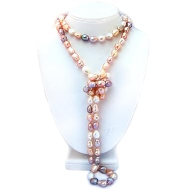 HinsonGayle DIVA Collection AAA 9-13mm Exotic Metallic Multicolored Free-Form Baroque Cultured Pearl Rope Necklace