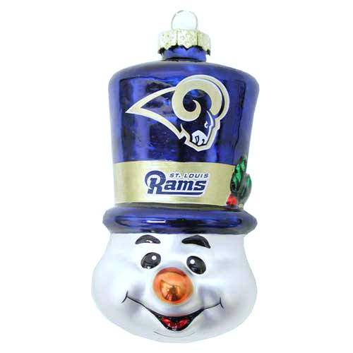 NFL St. Louis Rams Blown Glass Top Hat Snowman Ornament
