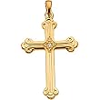 14K Yellow Gold Diamond Cross Pendant - 32.00x22.00mm