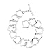 Spring Perfection: Sterling Silver Designer Inspired Flower Motif Link Toggle Bar Bracelet