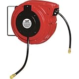 Reelworks Heavy-Duty Spring-Driven Air Hose Reel - With 3/8in. x 50ft. Hose