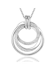 Sterling Silver and Cubic Zirconia Interlocking Rings Pendant