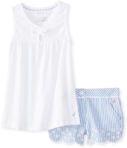 Nautica Little Girls' Eyelet Tunic With Embroidered Seersucker Short 2
