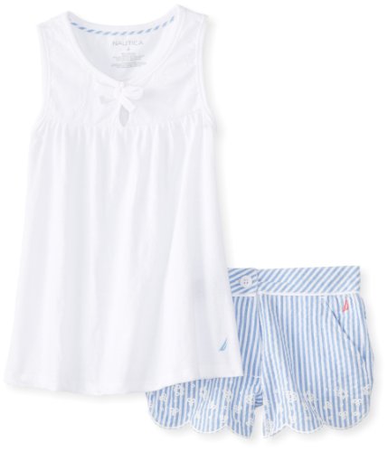 Nautica Little Girls' Eyelet Tunic With Embroidered Seersucker Short 2