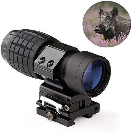 Hunting 3X Magnifier Scope Sight with Flip To Side 20mm Weaver Rail Mount for Red Dot Laser Sights