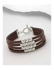 Saddle Brown Leather Bracelet In White Base