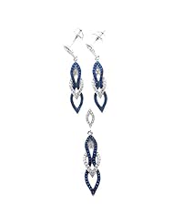 Sterling Silver Micro Pave Cubic Zirconia Earrings and Pendant Set
