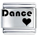 Dance Heart Laser Letter Hobby Themed Work Leisure Hobbies Valentines Love Italian Charms Bracelet Link
